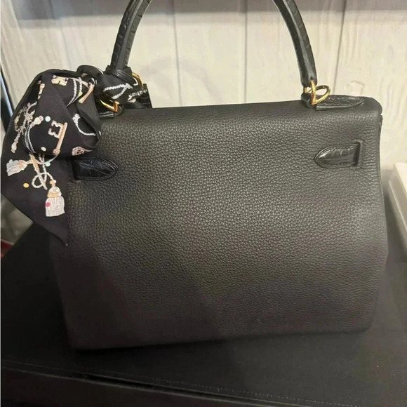Hermes Togo matte porous crocodile Kelly retourne touch black 28. Full set - Picture 4 of 6